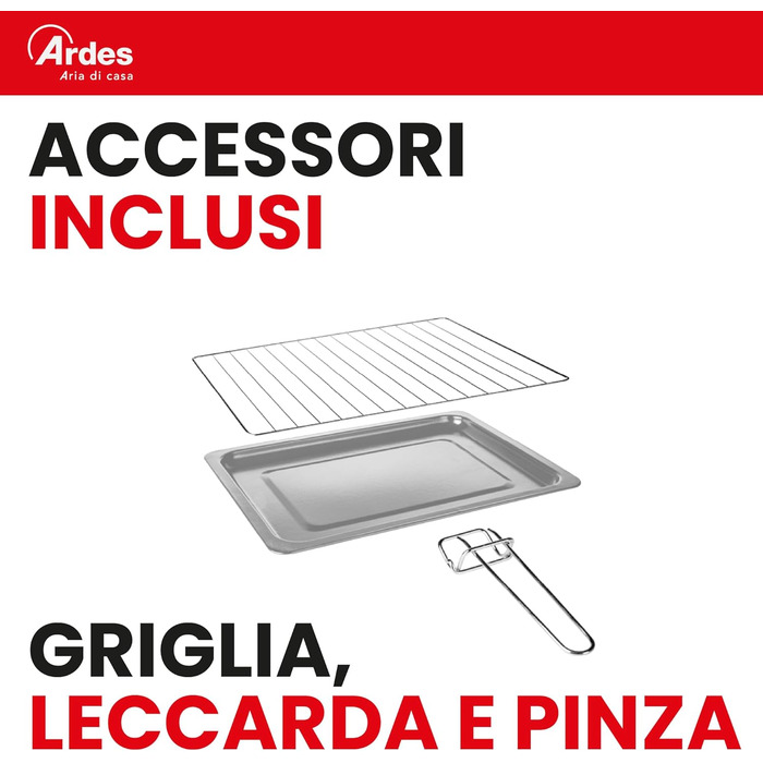 Електричний міні-пекар ARDES Magnus AR6226S, 25 літрів, сріблястий, з аксесуарами