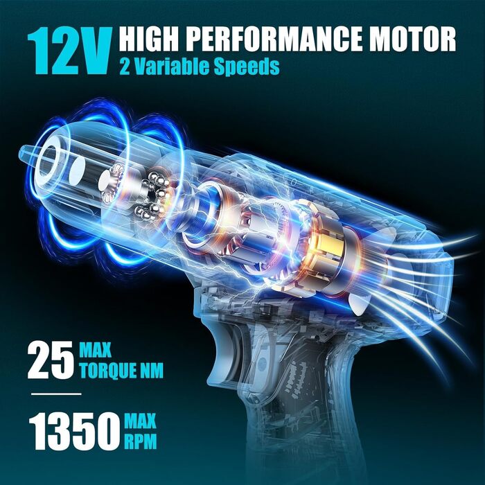 Набір інструментів Sundpey 206 предметів з акумуляторною викруткою 12V для дому та ремонту (синій)