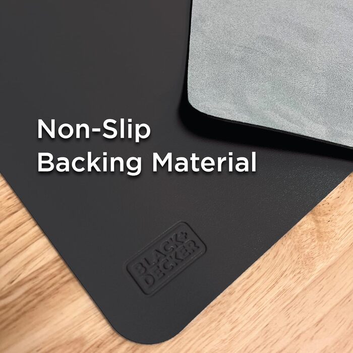 Килимок для миші та клавіатури Black+Decker з штучної шкіри, захисний підкладник на стіл для офісу та геймінгу, чорний (Mid Size: 40x81 см)