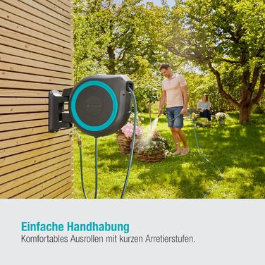 Шланг садовий Gardena RollUp XL (блакитний) 35 м: гнучкий полив для великих садів, поворотна коробка для шланга, з шлангом Gardena 35 м та монтажними аксесуарами (18630-20)