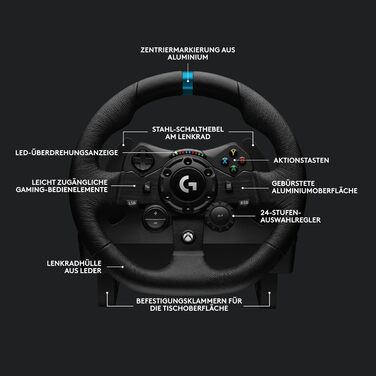 Logitech G923 Racing Wheel – Гоночний руль та педалі з Force Feedback для PS5, PS4, PC, Mac (Чорний)