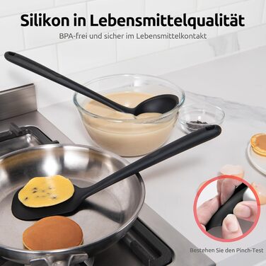 Набір кухонних аксесуарів U-Taste з силікону (5 шт.), стійкий до 315°C, BPA-free, антипригарний, для приготування, перемішування та подачі їжі (чорний)