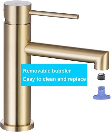 Змішувач для ванної кімнати ONECE з висотою виливу 105 мм, однорегуляторний, з нержавіючої сталі, з висувним аератором (золотий)