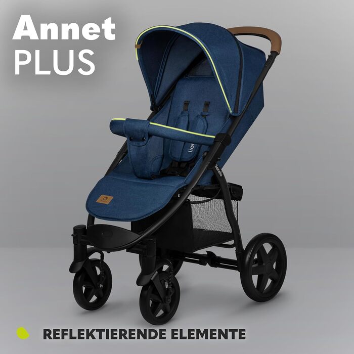 Дитяча коляска Lionelo Annet Plus - компактна, з функцією опускання спинки, блакитна