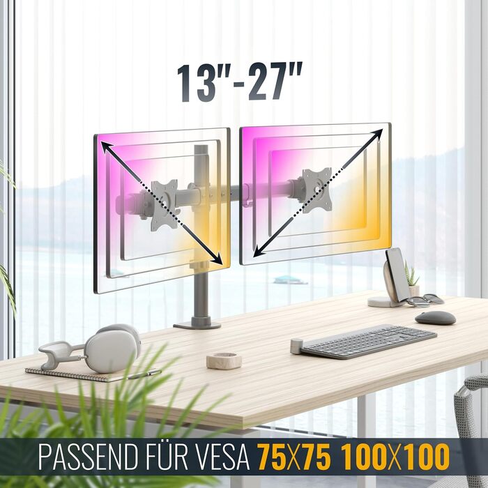 Підставка для монітора RICOO TS7811 - кріплення для 2 моніторів (13-27 дюймів)