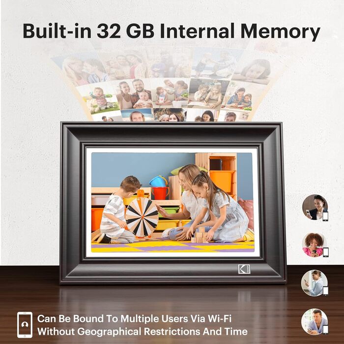 Цифровий фотоальбом Kodak 10 дюймів WiFi, 32GB, IPS HD сенсорний екран, авто-поворот, чорний