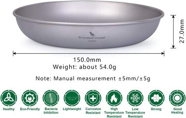 Тарілка для кемпінгу iBasingo Titan Teller 18.5 см: міцна, легка, з нержавіючої сталі, для пікніка та приготування їжі