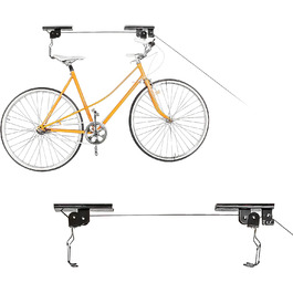 Велосипедний підйомник у наборі, з кабелем, універсальним кріпленням для велосипеда, для кріплення стелі, для 2 велосипедів, 2 шт.