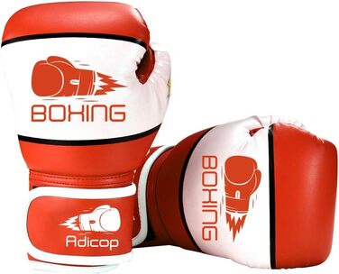 Дитячі боксерські рукавички Adicop для дітей від 4 до 12 років, для підлітків, хлопчиків, дівчаток, для боксу, тренувальні рукавички, для спарингу, боксерські рукавички, для боксерської груші, кікбоксингу, Муай Тай ММА (червоний)