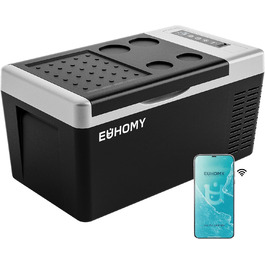 EUHOMY Компресорна холодильна сумка -20℃~20℃, 12V/24V автомобільний холодильник, портативний морозильник, з керуванням через додаток для кемпінгу, подорожей, вантажних автомобілів та дому (19QT)