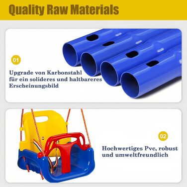 Дитяча гойдалка FCOUMY 3 в 1 для дому та вулиці з ременем безпеки, складаний металевий стійка, проста в збірці