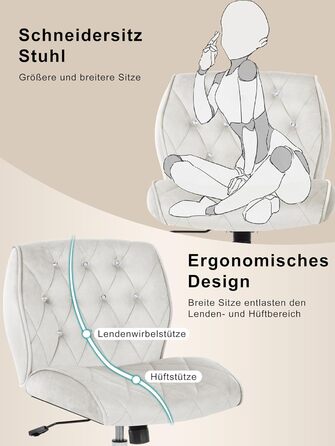 Крісло для дому та офісу Symino з функцією гойдання, обшите штучною замшею, регульована висота, поворотне на 360°, ергономічне, до 150 кг, велике (до 150 кг)