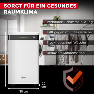 Електричний осушувач повітря AEF2000 - 20 л/день, до 30 м², тихий, з автовимкненням, гігростатом та сенсорним дисплеєм. Ідеально для спальні та ванної кімнати. З керуванням через додаток.