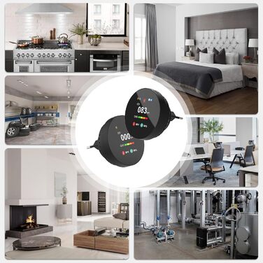 Детектор чадного газу та газу з вилкою, 4-в-1 CO-детектор з датчиком температури та вологості, з акустичним сигналом для дому та автокаравану, 1 шт. (Чорний)