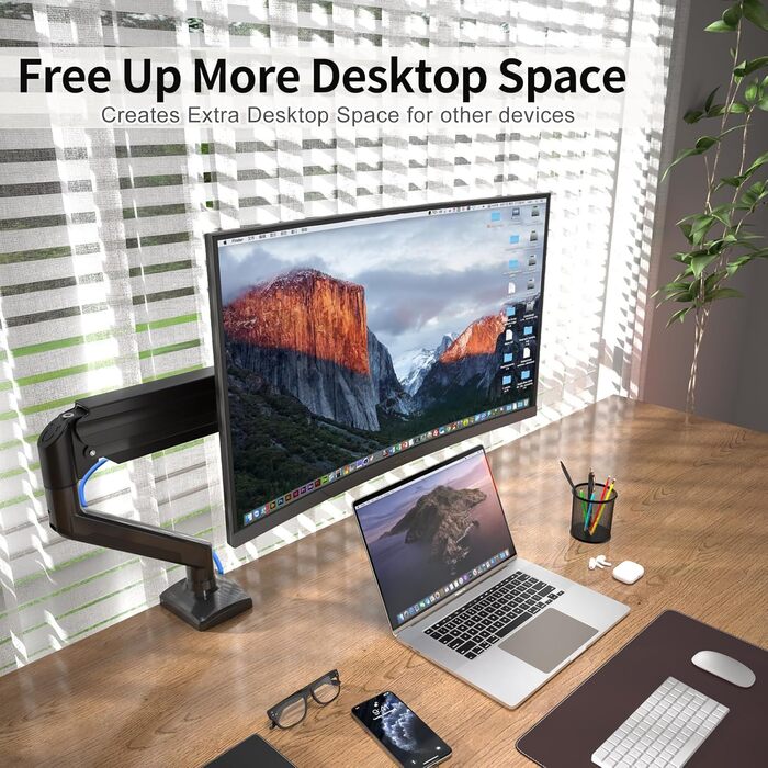 Кріплення для монітора Suptek MD01A: регульована підставка для моніторів 13-32 дюймів (до 9 кг) з газовою пружиною, 360° обертання, VESA 75x75/100x100 mm, чорний