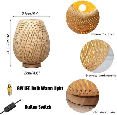 Настільна лампа GUANSHAN з бамбукової тканини, стиль дзен, декоративне освітлення для спальні/вітальні