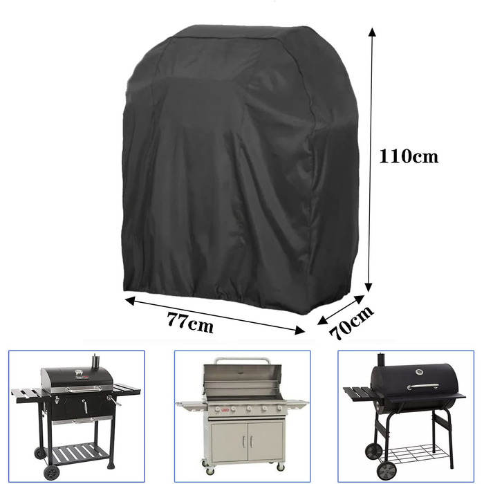 Кришка для гриля Timisea, кришка для гриля, брезент для газового гриля, 420D Оксфордський брезент для газового гриля, атмосферостійка кришка для гриля, водонепроникна, стійка до розривів, захист від ультрафіолету кришка для гриля (77 x 70 x 110 см)