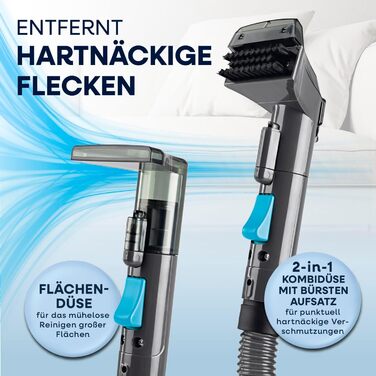 CLEANmaxx Професійний пароочисник та чисник для килимів та м'яких меблів | Пароочисник для плям | EASYmaxx засіб для чищення килимів | Для диванів, авто, килимів, м'яких меблів | Чорний, компактний, 330W