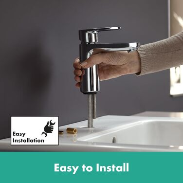 Змішувач для умивальника Hansgrohe Vernis Blend з витяжною системою, хром, висота виливу 70 мм, економічний (EcoSmart)