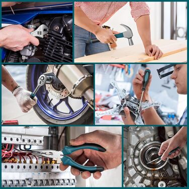 Набір інструментів Sundpey 255 предметів з акумуляторним дрилем-шуруповертом 21V, 2x2000mAh, синій - для дому та авто