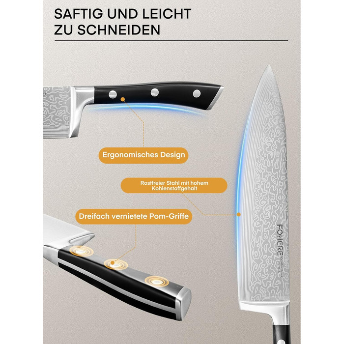 Набір кухонних ножів Messerblock 6 шт. з поворотним блоком 360°, сталь 5Cr15, з точилкою та підставкою для телефону