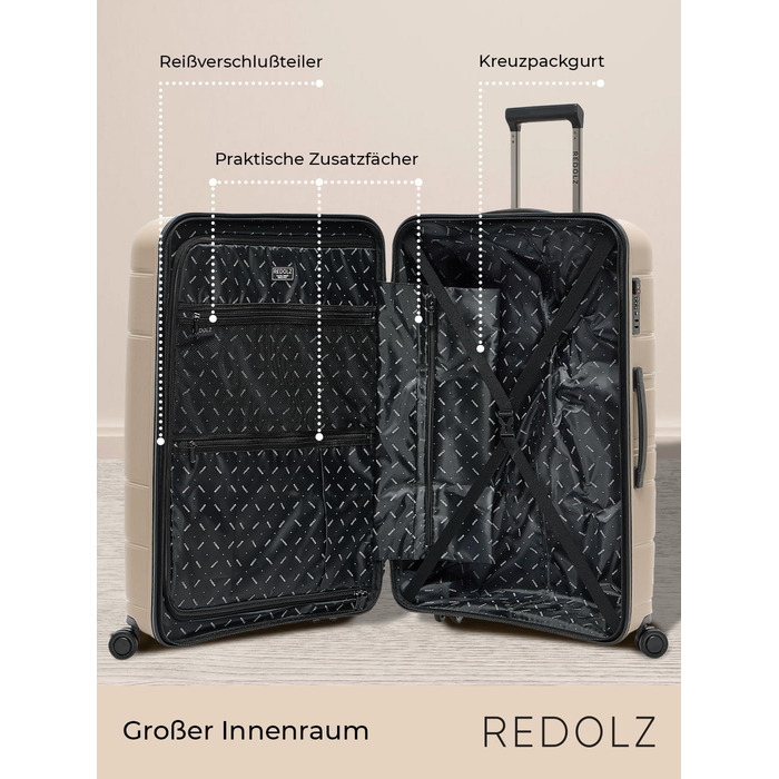 Жорсткий чохол REDOLZ XL 77 см Легкий поліпропілен 4 подвійні котушки та TSA (Essentials 11)