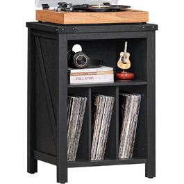 Підставка для програвача вінілу з місцем для платівок, чорна. Місце для 160 платівок. Дерев'яна підставка-шафа для програвача, полиця для вітальні, спальні, офісу Підставка для програвача вінілу з місцем для платівок, чорна. Місце для 160 платівок. Дерев'яна підставка-шафа для програвача, полиця для вітальні, спальні, офісу