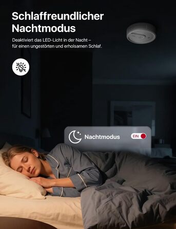 X-Sense Розумний димовий датчик з Wi-Fi, EN 14604, нічний режим, 10 років служби, змінна батарея, керування через додаток, XS0E-iR, білий