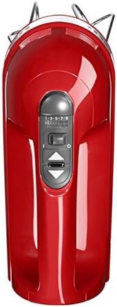 Міксер ручний KitchenAid 9 швидкостей, червоний Empire Red: з вінчиками, гаками для тіста та насадкою, 85 Вт, Soft-Start, LED-дисплей
