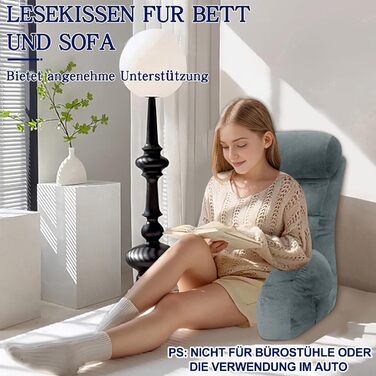 Підлогове крісло-мішок для читання з підлокітником, сіре, 65x30 см