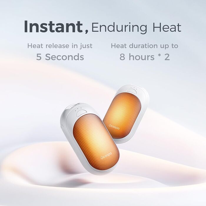 Електричні грілки для рук OCOOPA 2 шт. з магнітною основою, 5000mAh, 3 режими нагріву, компактні, для рукавичок, сумки, зимові аксесуари, подарунок для чоловіків та жінок, чорний/білий