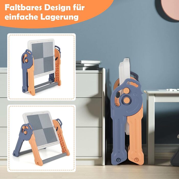 Набір DREAMADE 6-в-1 для дітей: стіл, стілець, дошка для малювання/конструктор, стіл з місцем для зберігання та 102 деталі. Для дітей від 3 років (Модель 1)