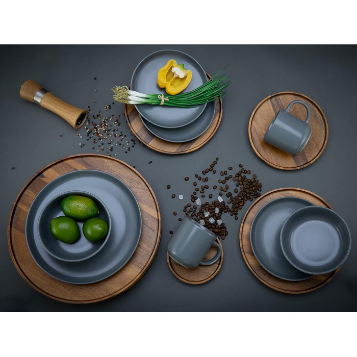 Nordic Grey Matt Series, набір посуду, комбінований набір із 16 предметів, 25876