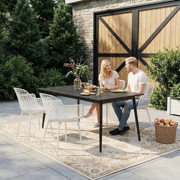 Набір садових стільців для відпочинку на терасі та балконі. Міцні крісла з підлокітниками, витримують до 120 кг, колір білий