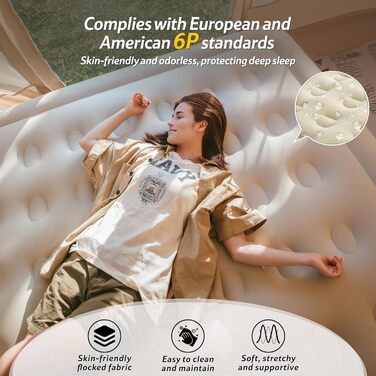 Надувний матрац Naturehike 2 особи, самонадувний з акумуляторним насосом, 198x152x45 см для кемпінгу та дому, легкий, зручний, швидко надувається