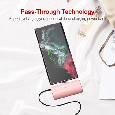 МАг USB-C 20 Вт з швидкою зарядкою, сумісний з iPhone/Galaxy/Huawei, рожевий, 4500