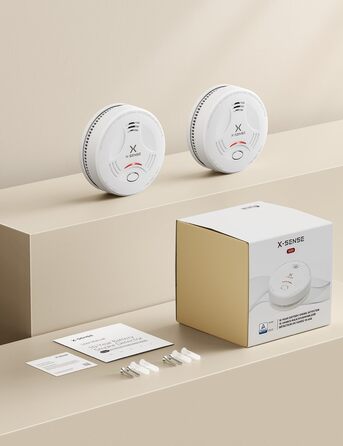 Датчик диму X-Sense з батареєю на 10 років, сертифікований TÜV Rheinland, з функцією вимкнення звуку та самотестування, SD11, набір 5 шт, білий (2 шт, білий)