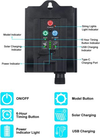 Сонячний струнний світильник SHENKEY, 60 LED, пульт, сонячна/USB, водонепроникний, садовий декор