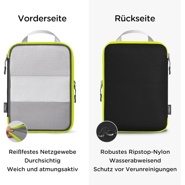 Набір органайзерів для подорожей Cipway: компресійні сумки для одягу та рюкзака, легкі сітчасті пакувальні куби (6 шт), чорний