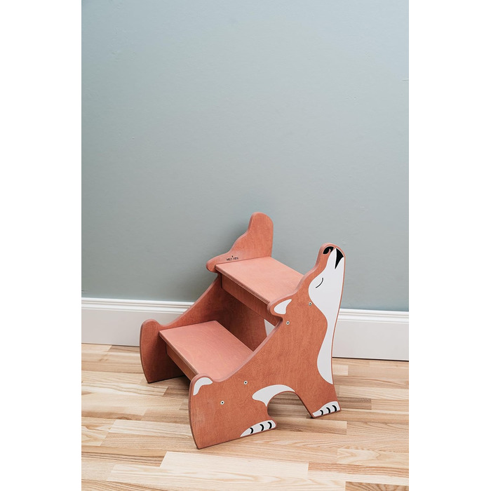 Дитячий тритухольдер Wild Kids з дерева, 2 сходинки, для ванної кімнати, у стилі Монтессорі (світло-рожевий)