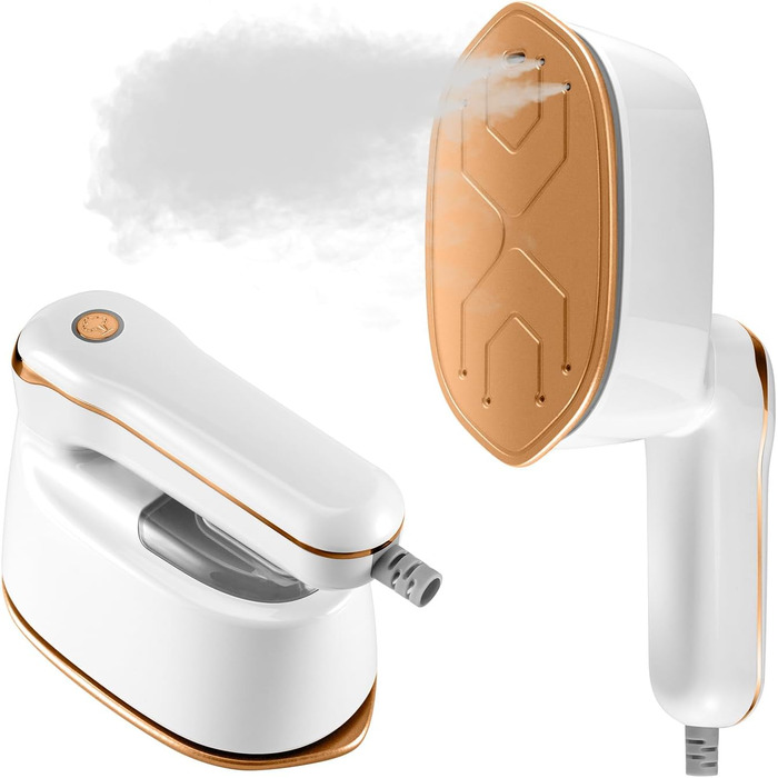 Вертикальний праскою 2-в-1 Vertikales Bügeleisen: потужний, компактний для подорожей, дому та офісу. 3 рівні пари, швидкий нагрів, складна конструкція, білий колір