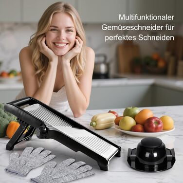 Машхоум (Masthome) тертка для овочів 5-в-1 Mandoline, з нержавіючої сталі, регульована, для овочів, фруктів, картоплі, помідорів, цибулі, 40см