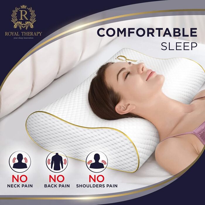 Подушка Royal Therapy з піною Memory Foam, 4 шари, бамбук, регульована висота, для тих, хто спить на боці