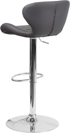 Барний стілець Flash Furniture Denville з тканини, регульований по висоті, з вигнутою спинкою та хромованою основою, 2 шт. (Сірий вініл)