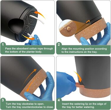 5 горщиків з пластику з системою поливу, 17.8/16.5/15.2/13.9/12.7 см. Самополивні кашпо з підставкою, круглі горщики для квітів, сукулентів, кактусів, кімнатних рослин, балкона та саду, зелені (чорний, коричневий)