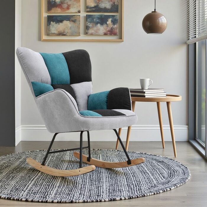 Крісло-гойдалка Vielllliving для спальні, до 150 кг, темно-сірий колір, розмір 91x98.5x71 см