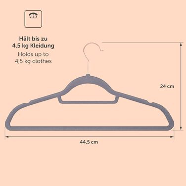 Набір вешалок для одягу Blumtal 50 шт. - обертаються на 360°, міцні, економія місця, неслизькі - рожеві оксамитові вішалки з покриттям