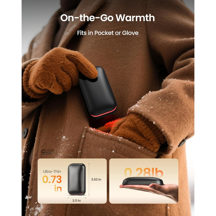 Електричні грілки для рук Gaiatop 2 шт. з магнітом, 4000mAh, USB, багаторазові, швидкий нагрів за 3 секунди, 3 режими, компактні, ідеальні для подарунків чоловікам та жінкам, чорні