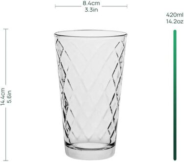 Набір склянок для води та коктейлів TREND FOR HOME Lotte 370 мл, 6 шт. - Longdrink, Highball, для соку, можна мити в посудомийній машині