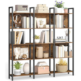 Стелаж VASAGLE з 5 полицями: для кухні, офісу, вітальні. Сталевий каркас, індустріальний дизайн, розмір 24x128x154,1 см, колір vintagebraun-tintenschwarz